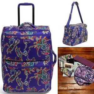 Vera Bradley Folding Rolling Luggage Set & Many Travel Accessories